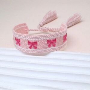 1pc Handmade Embroidered Bow Braided Bohemian Style Fashion Bracelet
